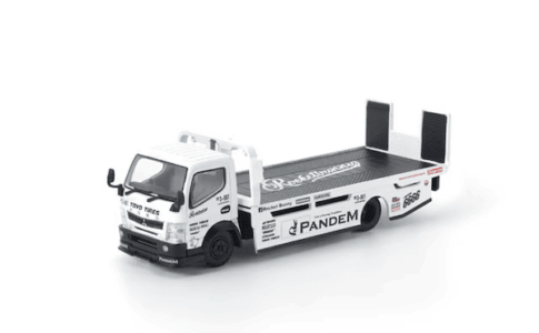POP RACE 1/64 パンデム ふそう 300 フラットベッドトランスポーター ホワイト