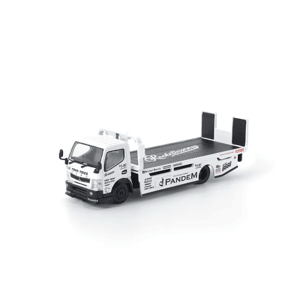 POP RACE 1/64 パンデム ふそう 300 フラットベッドトランスポーター ホワイト